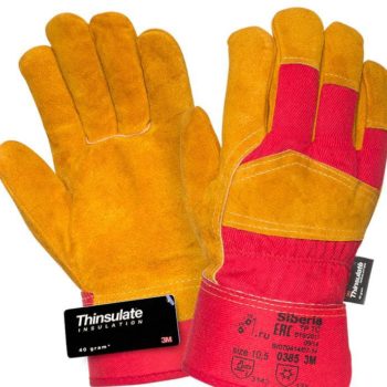 Спилковые комбинированные утепленные перчатки "TZ-87 Siberia Thinsulate"